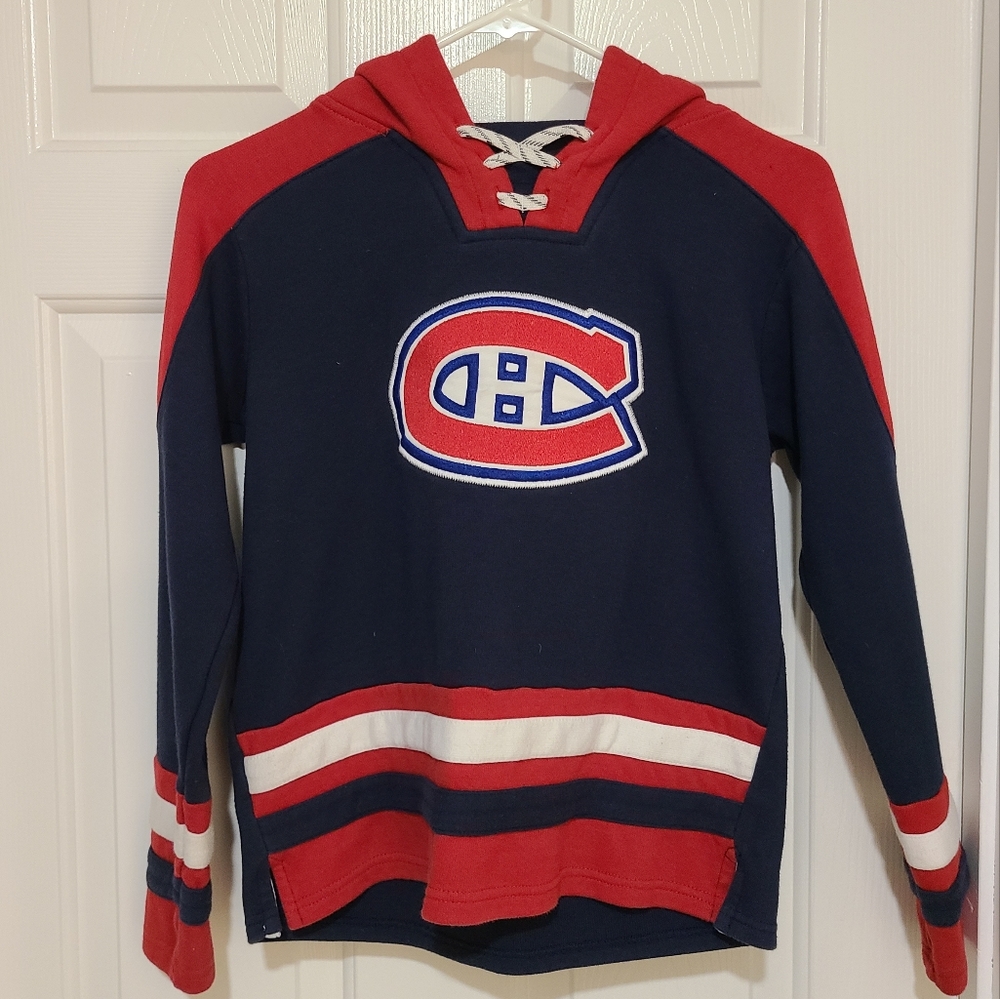 Youth Montreal Canadiens Navy Ageless Revisited Home Lace-Up Pullover Hoodie